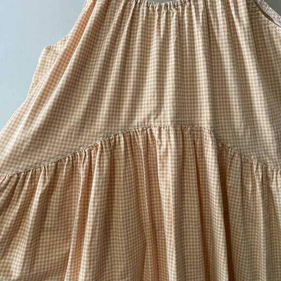 Handmade Plus Size Cotton Orange Tan Cream Gingham Elastic Straps Dress - Picture 10 of 16